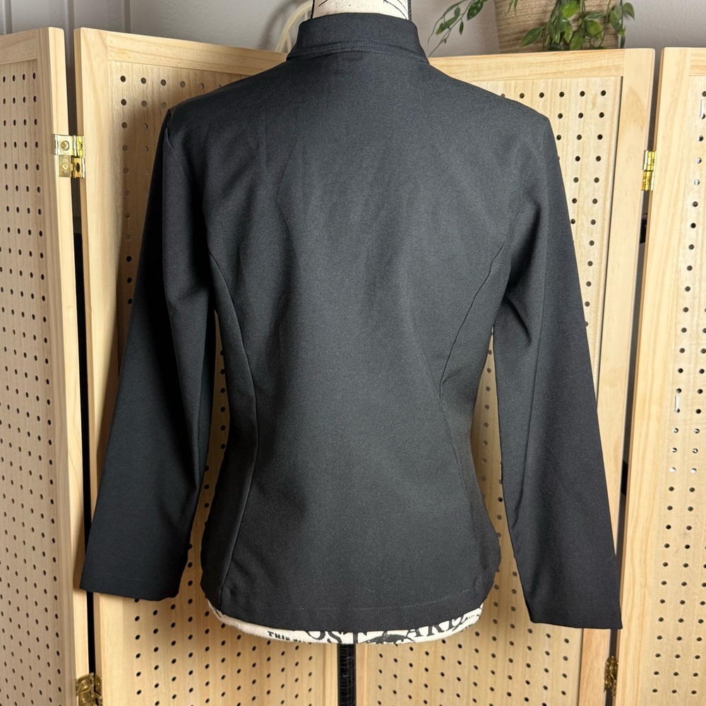 United Colors of Benetton Black Zip Front Jacket Blazer Minimalist Career - Picture 4 of 9
